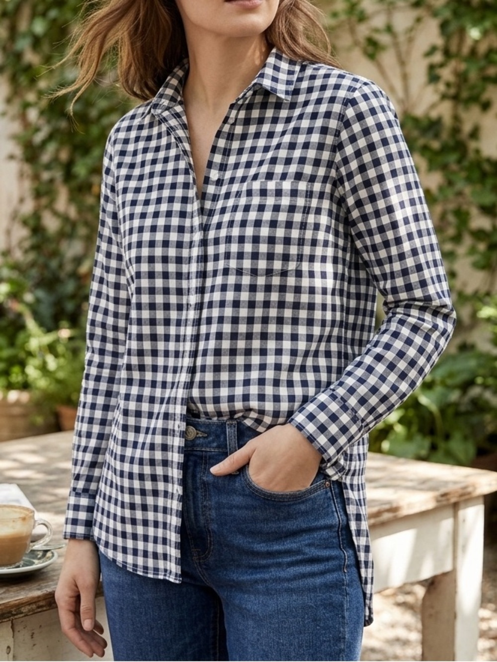 🔥$10 FINAL PRICE🔥 J.Crew Classic Fit Boy Shirt in Gingham Button Down Navy Blue
